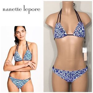Nanette Lepore blue and white bikini. NWT
